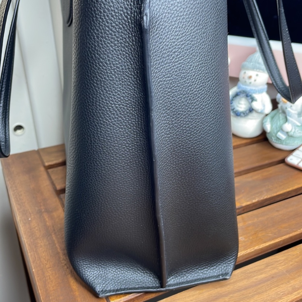 Coach Black Leather Tote with Burgundy Tag and Gold Hardware - Picture 14 of 14